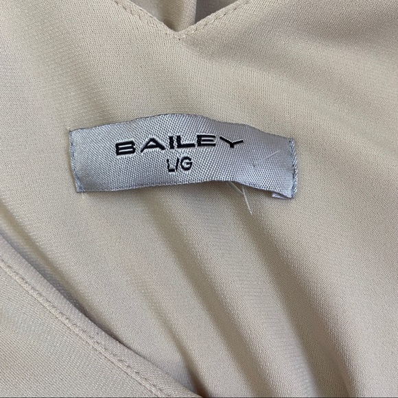 Brian Bailey Jersey Side Ruched Dress in Khaki Beige Size L - Picture 4 of 5